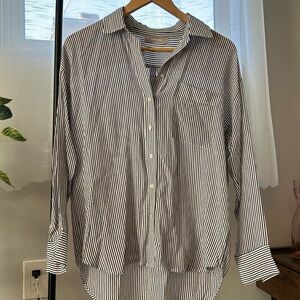 everlane silk blouse with stripe